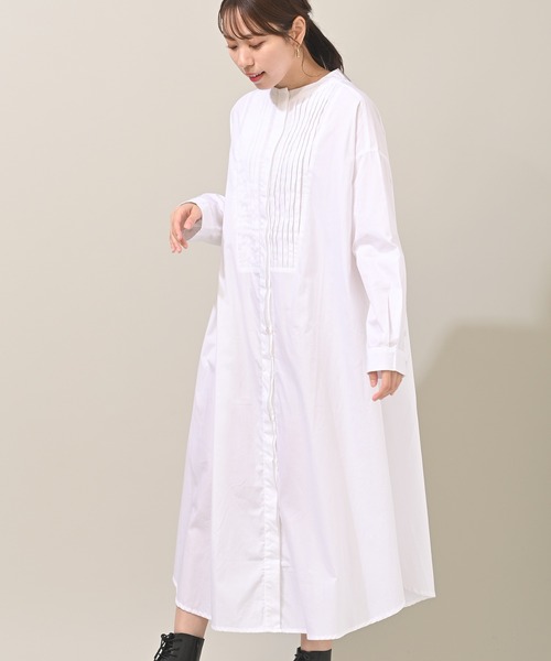 rps（アールピーエス）の「ＢＡＣＫレースピンタックシャツワンピース（シャツワンピース・レディース・ブラック/オフホワイト/グレイッシュベージュ・M/L）」の2枚目の写真