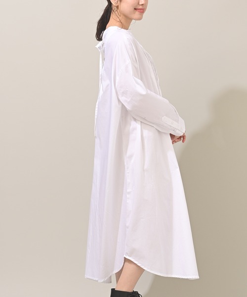 rps（アールピーエス）の「ＢＡＣＫレースピンタックシャツワンピース（シャツワンピース・レディース・ブラック/オフホワイト/グレイッシュベージュ・M/L）」の7枚目の写真