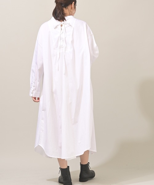 rps（アールピーエス）の「ＢＡＣＫレースピンタックシャツワンピース（シャツワンピース・レディース・ブラック/オフホワイト/グレイッシュベージュ・M/L）」の4枚目の写真