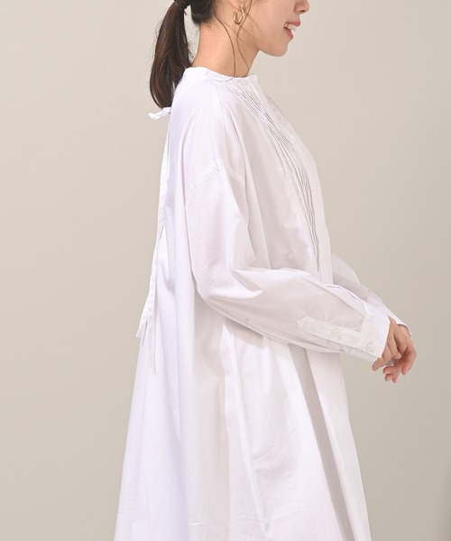 rps（アールピーエス）の「ＢＡＣＫレースピンタックシャツワンピース（シャツワンピース・レディース・ブラック/オフホワイト/グレイッシュベージュ・M/L）」の8枚目の写真