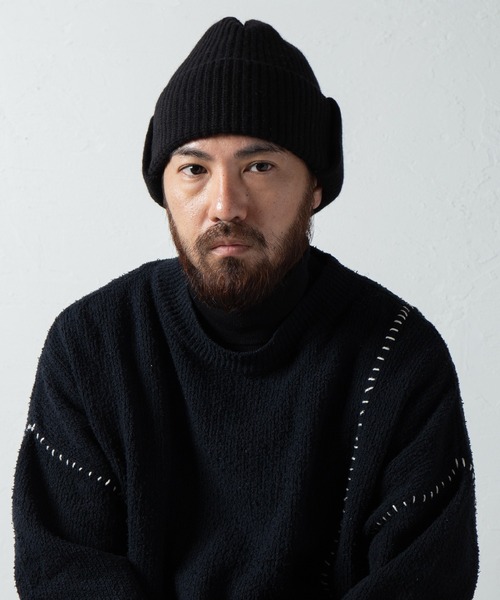 RACAL（ラカル）の「Ear Tab Knit Watch / 耳当てニットワッチ（ニットキャップ/ビーニー・メンズ・グレー/ブラック/オフホワイト・FREE）」の5枚目の写真