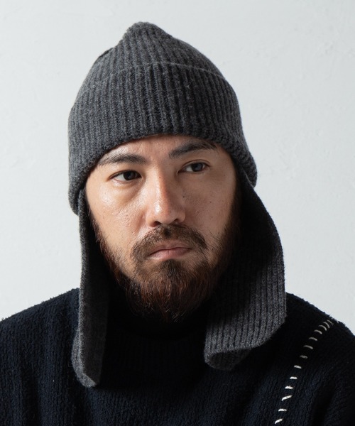 RACAL（ラカル）の「Ear Tab Knit Watch / 耳当てニットワッチ（ニットキャップ/ビーニー・メンズ・グレー/ブラック/オフホワイト・FREE）」の7枚目の写真