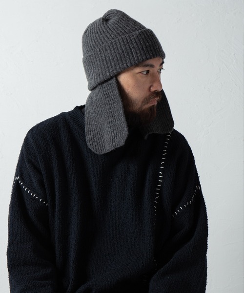 RACAL（ラカル）の「Ear Tab Knit Watch / 耳当てニットワッチ（ニットキャップ/ビーニー・メンズ・グレー/ブラック/オフホワイト・FREE）」の21枚目の写真