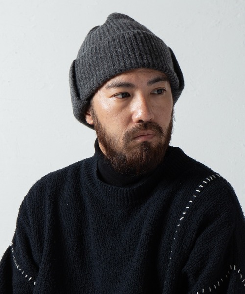RACAL（ラカル）の「Ear Tab Knit Watch / 耳当てニットワッチ（ニットキャップ/ビーニー・メンズ・グレー/ブラック/オフホワイト・FREE）」の16枚目の写真