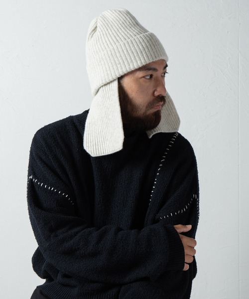 RACAL（ラカル）の「Ear Tab Knit Watch / 耳当てニットワッチ（ニットキャップ/ビーニー・メンズ・グレー/ブラック/オフホワイト・FREE）」の11枚目の写真