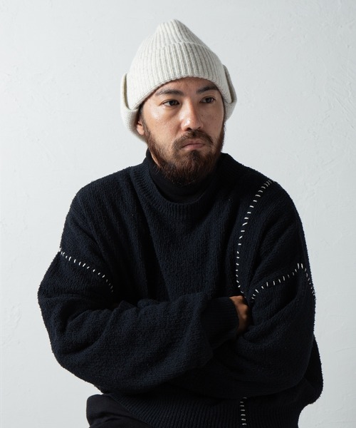 RACAL（ラカル）の「Ear Tab Knit Watch / 耳当てニットワッチ（ニットキャップ/ビーニー・メンズ・グレー/ブラック/オフホワイト・FREE）」の22枚目の写真