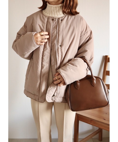 ジャケット・アウター Yumi Amourire（アムリール）の「【yumi.コラボ】ノーカラールーズ中綿JK