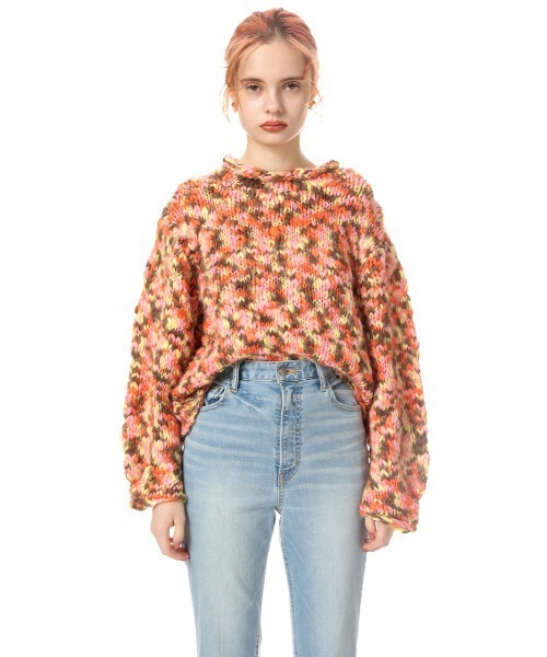 SLY（スライ）の「CRAZY COLOR SLAB C N TUNIC クルーネック ニット トップス（ニット/セーター・レディース・グリーン系その他2/オレンジ系その他・FREE）」の7枚目の写真