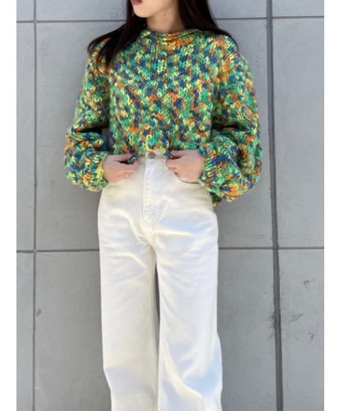 SLY（スライ）の「CRAZY COLOR SLAB C N TUNIC クルーネック ニット トップス（ニット/セーター・レディース・グリーン系その他2/オレンジ系その他・FREE）」の19枚目の写真