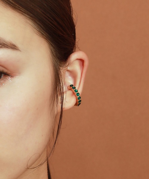 MADEMOISELLE ROPE'（マドモアゼル ロペ）の「ラインビジューイヤーカフ（イヤリング・レディース・ホワイト系その他/グリーン/ピンク・FREE）」の7枚目の写真