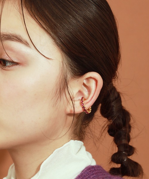 MADEMOISELLE ROPE'（マドモアゼル ロペ）の「ラインビジューイヤーカフ（イヤリング・レディース・ホワイト系その他/グリーン/ピンク・FREE）」の5枚目の写真