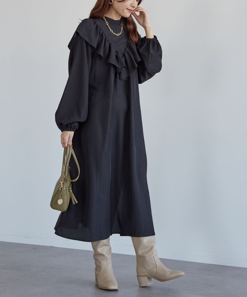 Sugar spoon（シュガースプーン）の「・SUGAR SPOON 2wayフリルシャツワンピース＊（ワンピース・レディース・ブラック/ブラウン/グリーン・FREE）」の3枚目の写真