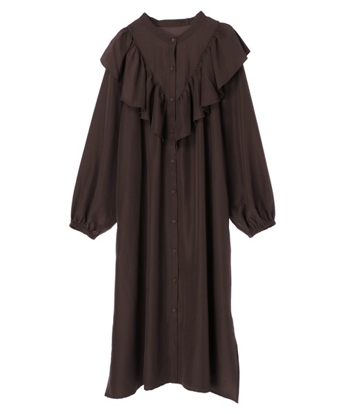 Sugar spoon（シュガースプーン）の「・SUGAR SPOON 2wayフリルシャツワンピース＊（ワンピース・レディース・ブラック/ブラウン/グリーン・FREE）」の9枚目の写真