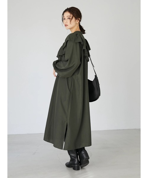 Sugar spoon（シュガースプーン）の「・SUGAR SPOON 2wayフリルシャツワンピース＊（ワンピース・レディース・ブラック/ブラウン/グリーン・FREE）」の7枚目の写真