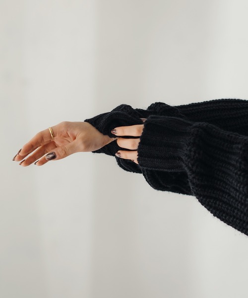 fupel（フぺル）の「ロービングヤーンアゼアミニット（ニット/セーター・レディース・ブラック/アイボリー/レッド・SMALL/MEDIUM）」の19枚目の写真