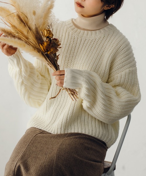 fupel（フぺル）の「ロービングヤーンアゼアミニット（ニット/セーター・レディース・ブラック/アイボリー/レッド・SMALL/MEDIUM）」の21枚目の写真