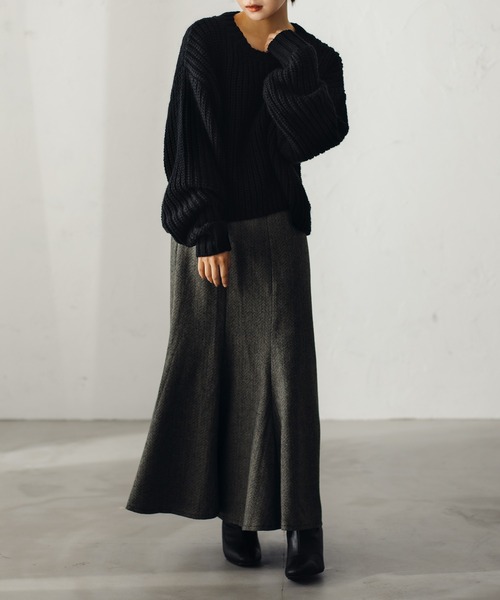 fupel（フぺル）の「ロービングヤーンアゼアミニット（ニット/セーター・レディース・ブラック/アイボリー/レッド・SMALL/MEDIUM）」の12枚目の写真