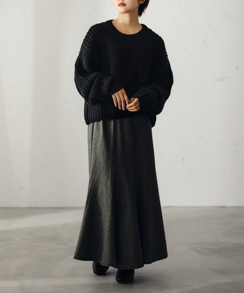 fupel（フぺル）の「ロービングヤーンアゼアミニット（ニット/セーター・レディース・ブラック/アイボリー/レッド・SMALL/MEDIUM）」の13枚目の写真