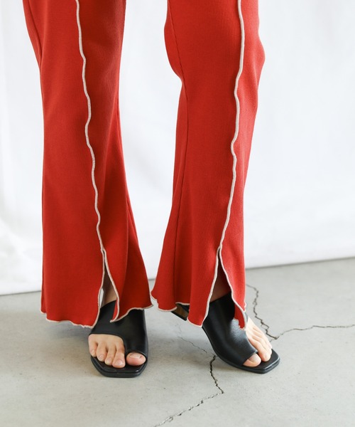 select MOCA（セレクトモカ）の「2022 SS センターラインスリットメローリブパンツ（その他パンツ・レディース・ブラック/オレンジ/グリーン/ライトパープル・FREE）」の10枚目の写真