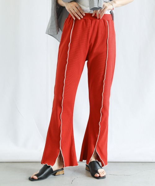 select MOCA（セレクトモカ）の「2022 SS センターラインスリットメローリブパンツ（その他パンツ・レディース・ブラック/オレンジ/グリーン/ライトパープル・FREE）」の9枚目の写真