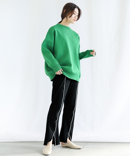 select MOCA（セレクトモカ）の「2022 SS センターラインスリットメローリブパンツ（その他パンツ・レディース・ブラック/オレンジ/グリーン/ライトパープル・FREE）」の8枚目の写真