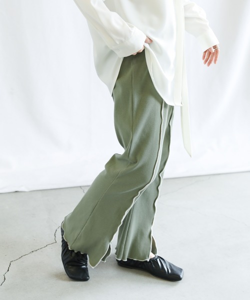 select MOCA（セレクトモカ）の「2022 SS センターラインスリットメローリブパンツ（その他パンツ・レディース・ブラック/オレンジ/グリーン/ライトパープル・FREE）」の17枚目の写真