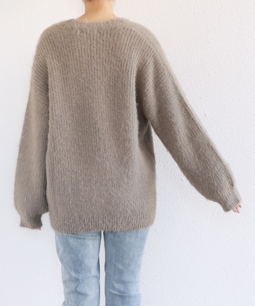 andme(アンドミー)の「フェザーヤーン長袖ニットカーディガン(カーディガン/ボレロ・レディース・ブラック/アイボリー/グレイッシュベージュ/ライム/オレンジ/パープル/レッド/ブルー/ブラウン・M)」の12枚目の写真