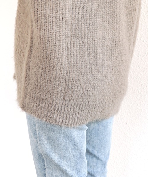 andme(アンドミー)の「フェザーヤーン長袖ニットカーディガン(カーディガン/ボレロ・レディース・ブラック/アイボリー/グレイッシュベージュ/ライム/オレンジ/パープル/レッド/ブルー/ブラウン・M)」の17枚目の写真