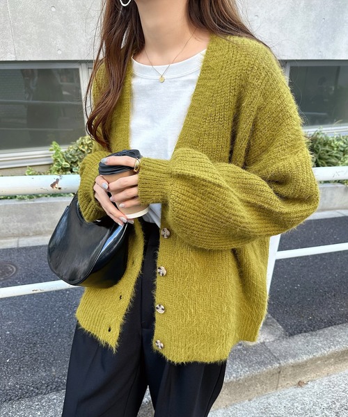 セール】フェザーヤーン長袖ニットカーディガン（カーディガン/ボレロ