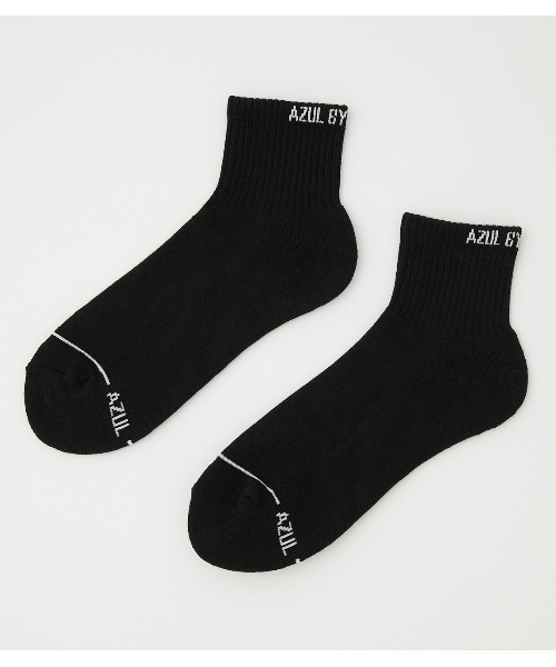 AZUL by moussy（アズールバイマウジー）の「AZUL LOGO LOW CUT SOCKS/AZULロゴローカットソックス（ソックス/靴下・メンズ・ホワイト/ブラック・FREE）」の2枚目の写真