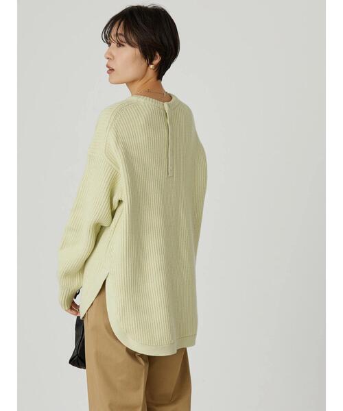 AMERICAN HOLIC（アメリカンホリック）の「バックボタン片畦ニットプルオーバー（ニット/セーター・レディース・ネイビー/オフホワイト/ライトグリーン・M/L）」の5枚目の写真