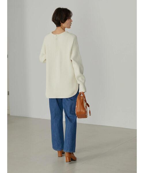 AMERICAN HOLIC（アメリカンホリック）の「バックボタン片畦ニットプルオーバー（ニット/セーター・レディース・ネイビー/オフホワイト/ライトグリーン・M/L）」の19枚目の写真