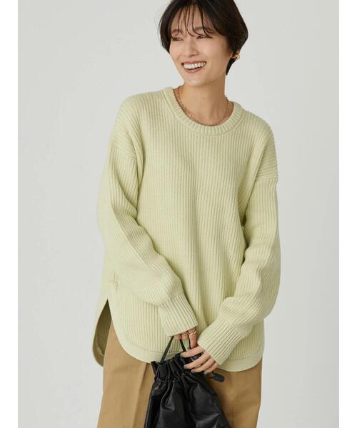 AMERICAN HOLIC（アメリカンホリック）の「バックボタン片畦ニットプルオーバー（ニット/セーター・レディース・ネイビー/オフホワイト/ライトグリーン・M/L）」の20枚目の写真