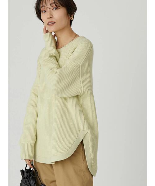 AMERICAN HOLIC（アメリカンホリック）の「バックボタン片畦ニットプルオーバー（ニット/セーター・レディース・ネイビー/オフホワイト/ライトグリーン・M/L）」の21枚目の写真