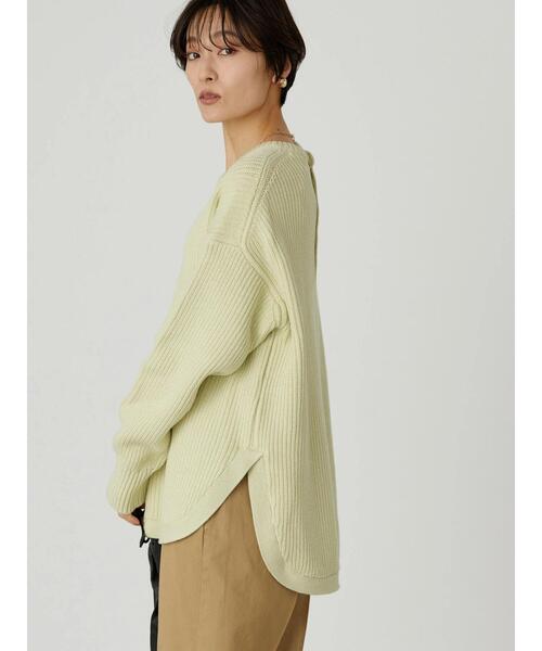AMERICAN HOLIC（アメリカンホリック）の「バックボタン片畦ニットプルオーバー（ニット/セーター・レディース・ネイビー/オフホワイト/ライトグリーン・M/L）」の22枚目の写真