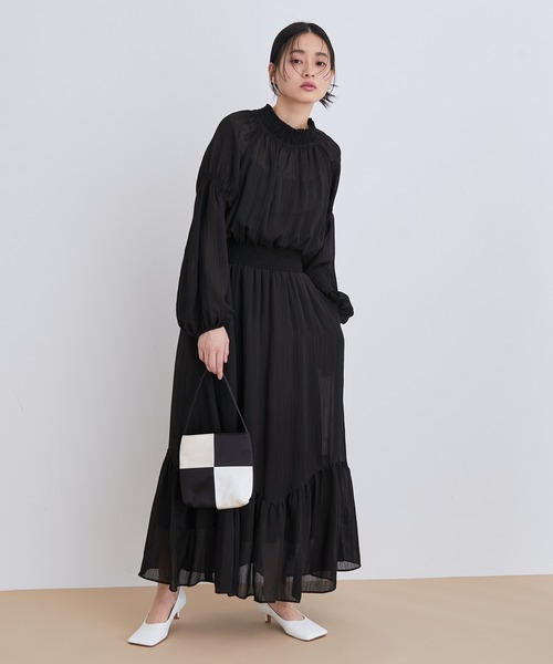 ADAM ET ROPE'（アダムエロペ）の「シャーリングワンピース（ワンピース・レディース・ブラック/グリーン・FREE）」の9枚目の写真