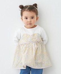 petit main | 【リンク】花柄ドッキング長袖Tシャツ(Tシャツ/カットソー)