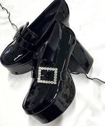 プラットフォーム/ビジューバックルローファー