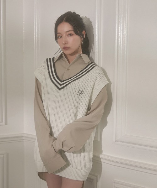 ANDGEEBEE（アンジービー）の「UNISEX カラーシャツ（シャツ/ブラウス・レディース・ベージュ/ブルー・MEDIUM）」の15枚目の写真