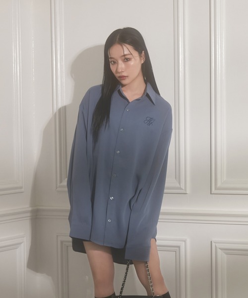 ANDGEEBEE（アンジービー）の「UNISEX カラーシャツ（シャツ/ブラウス・レディース・ベージュ/ブルー・MEDIUM）」の22枚目の写真