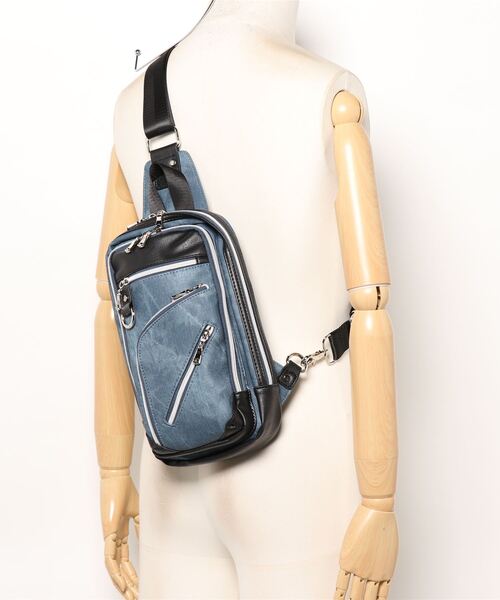 semantic design(セマンティックデザイン)の「セマンティックデザイン/semantic design デニム調 ボディーバッグ(ボディバッグ/ウエストポーチ・メンズ・ブラック/ブルー・FREE)」の6枚目の写真