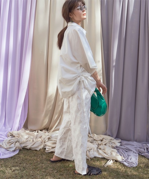 titivate（ティティベイト）の「ｻｲﾄﾞﾄﾞﾛｰｽﾄﾘﾝｸﾞｵｰﾊﾞｰｼｬﾂ（シャツ/ブラウス・レディース・オフホワイト/ピンク/イエロー/ライトブルー・FREE）」の17枚目の写真