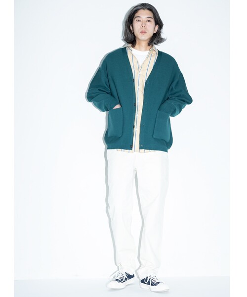 THE SHOP TK （ザ ショップ ティーケー ）の「◆【ビッグシルエット】ポリニットカーディガン（カーディガン/ボレロ・メンズ・ブラック/イエロー/ベージュ/ダークグリーン・04/02/03）」の9枚目の写真