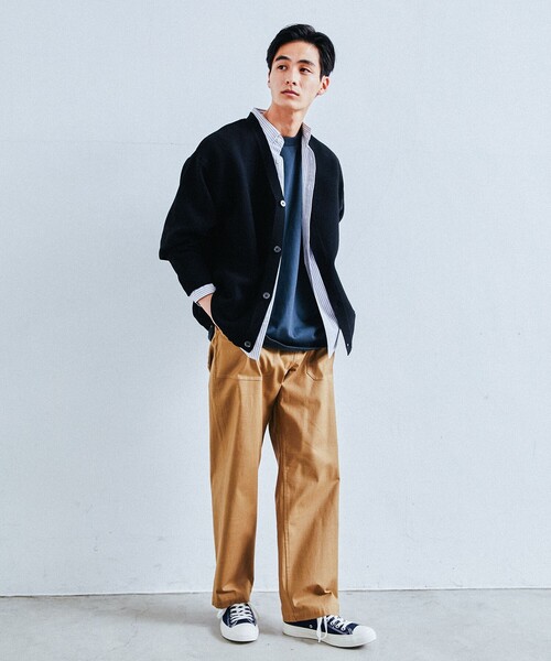 THE SHOP TK （ザ ショップ ティーケー ）の「◆【ビッグシルエット】ポリニットカーディガン（カーディガン/ボレロ・メンズ・ブラック/イエロー/ベージュ/ダークグリーン・04/02/03）」の12枚目の写真