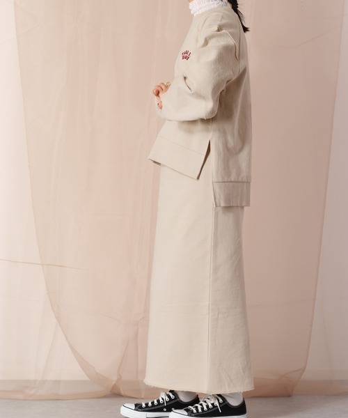 cepo（セポ）の「【SET ITEM】スウェット＋スカート ロゴシシュウセットアップ（ワンピース・レディース・ミント/ネイビー/ベージュ・M）」の5枚目の写真