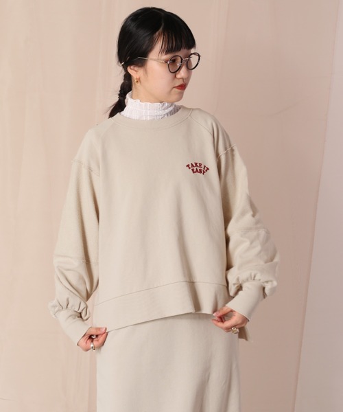cepo（セポ）の「【SET ITEM】スウェット＋スカート ロゴシシュウセットアップ（ワンピース・レディース・ミント/ネイビー/ベージュ・M）」の9枚目の写真