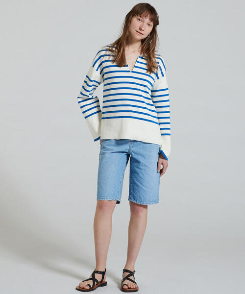 TOMORROWLAND （トゥモローランド）の「コットンデニム ハーフパンツ（その他パンツ・レディース・ライトブルー/ブラック・36/34/32）」の3枚目の写真