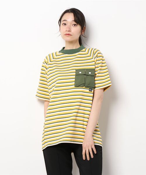 KRIFF MAYER Lady's Collection(クリフメイヤーレディースコレクション)の「モックネックボーダーT(Tシャツ/カットソー・レディース・イエロー/ブラウン/サックスブルー/グリーン・MEDIUM/LARGE)」の4枚目の写真