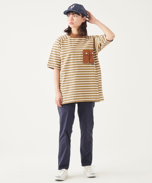 KRIFF MAYER Lady's Collection(クリフメイヤーレディースコレクション)の「モックネックボーダーT(Tシャツ/カットソー・レディース・イエロー/ブラウン/サックスブルー/グリーン・MEDIUM/LARGE)」の7枚目の写真