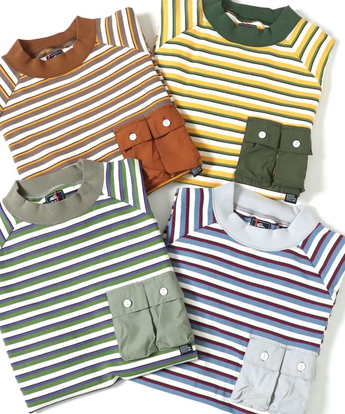 KRIFF MAYER Lady's Collection(クリフメイヤーレディースコレクション)の「モックネックボーダーT(Tシャツ/カットソー・レディース・イエロー/ブラウン/サックスブルー/グリーン・MEDIUM/LARGE)」の15枚目の写真